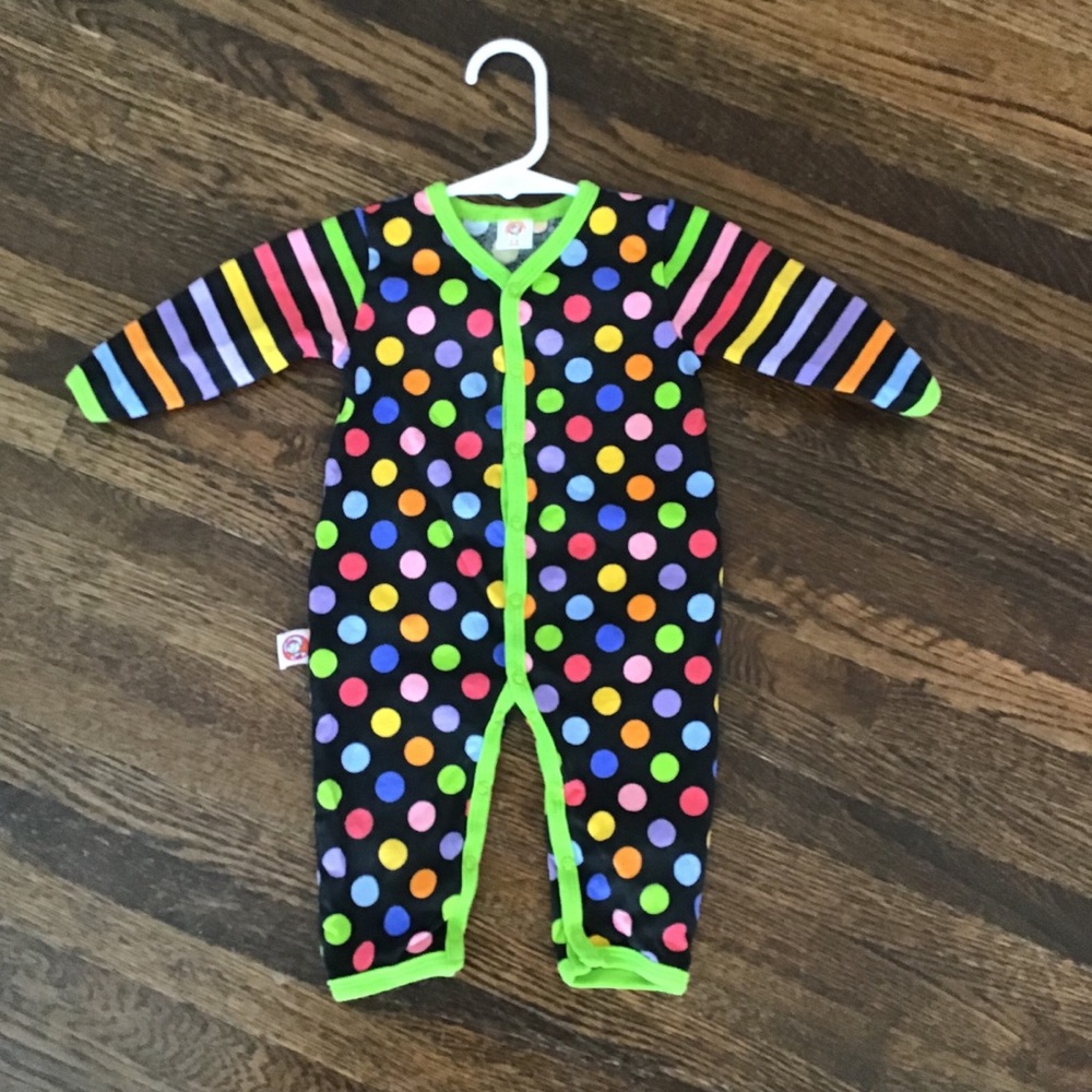 Little Missmatched polka dot romper girls 3/6 mo